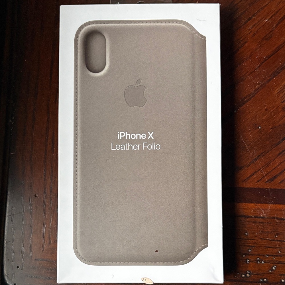 Apple iPhone X Leather Folio - Taupe